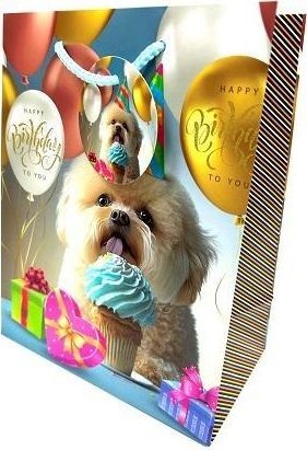 Torebka ozdobna matowa 18x23x10cm urodziny pies