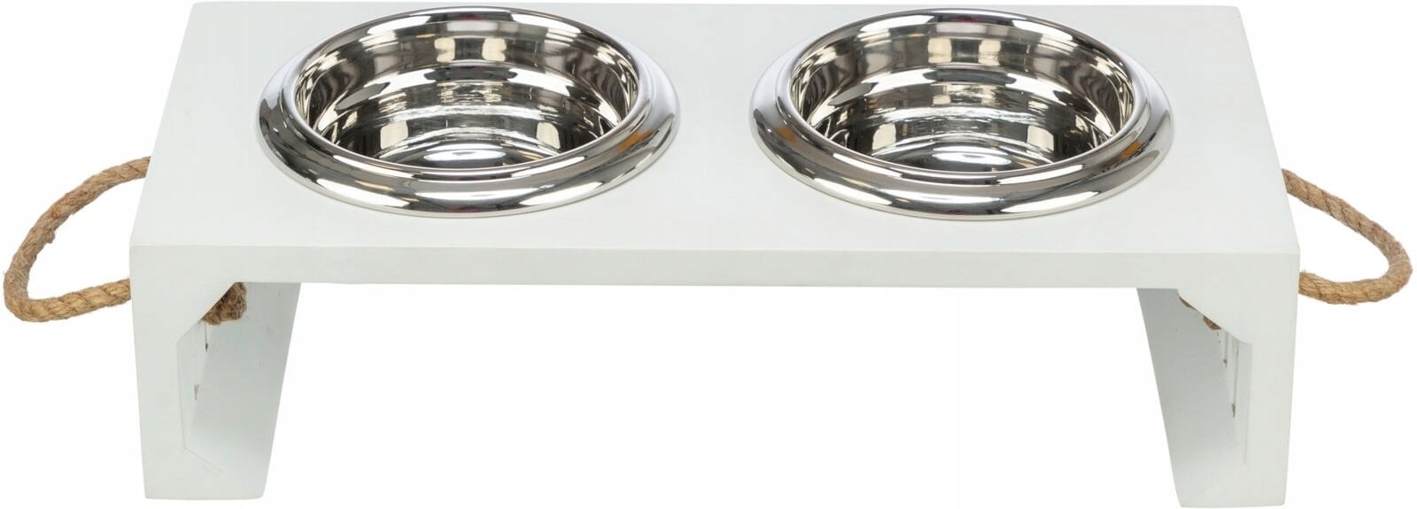 BE NORDIC, zestaw misek, dla psa, MDF/stal nierdzewna, biała, 2 × 0.9 l/o 17 cm/44 × 21 × 14 cm