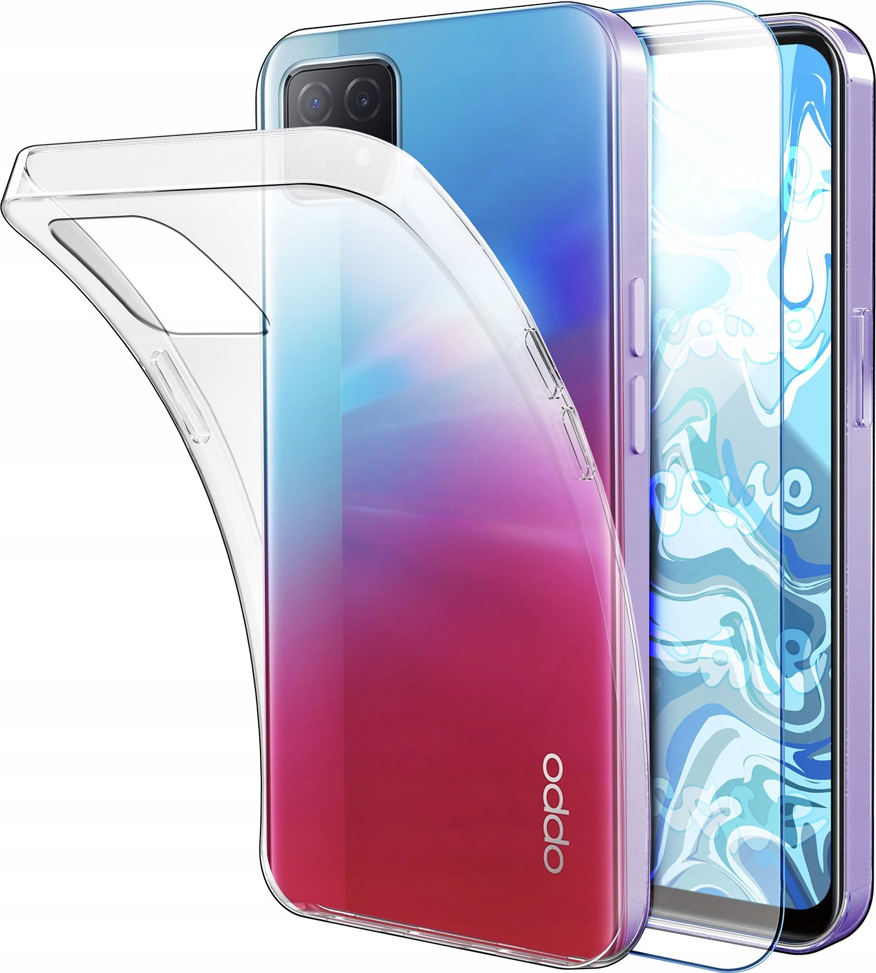 Etui Do Oppo A73 (Przezroczyste, Silikonowe, Ochronne, Case) Szkło 9H