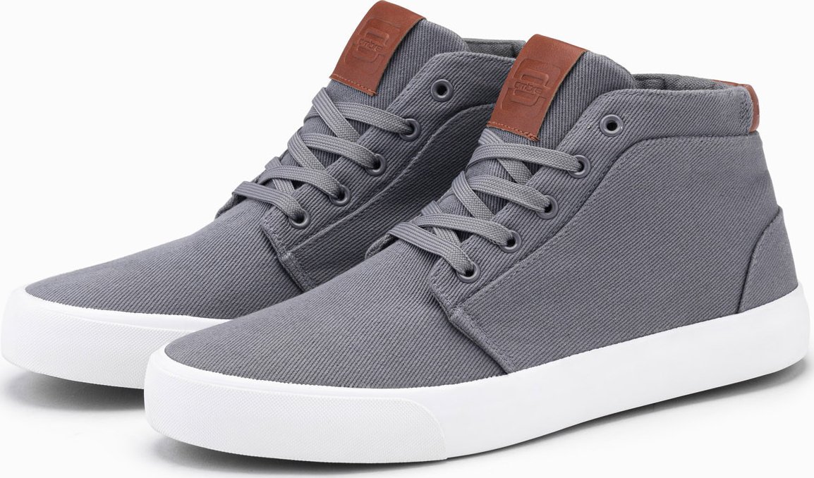 Ombre Wysokie męskie buty trampki z bawełnianego płótna szare V3 OM-FOTH-0156 45