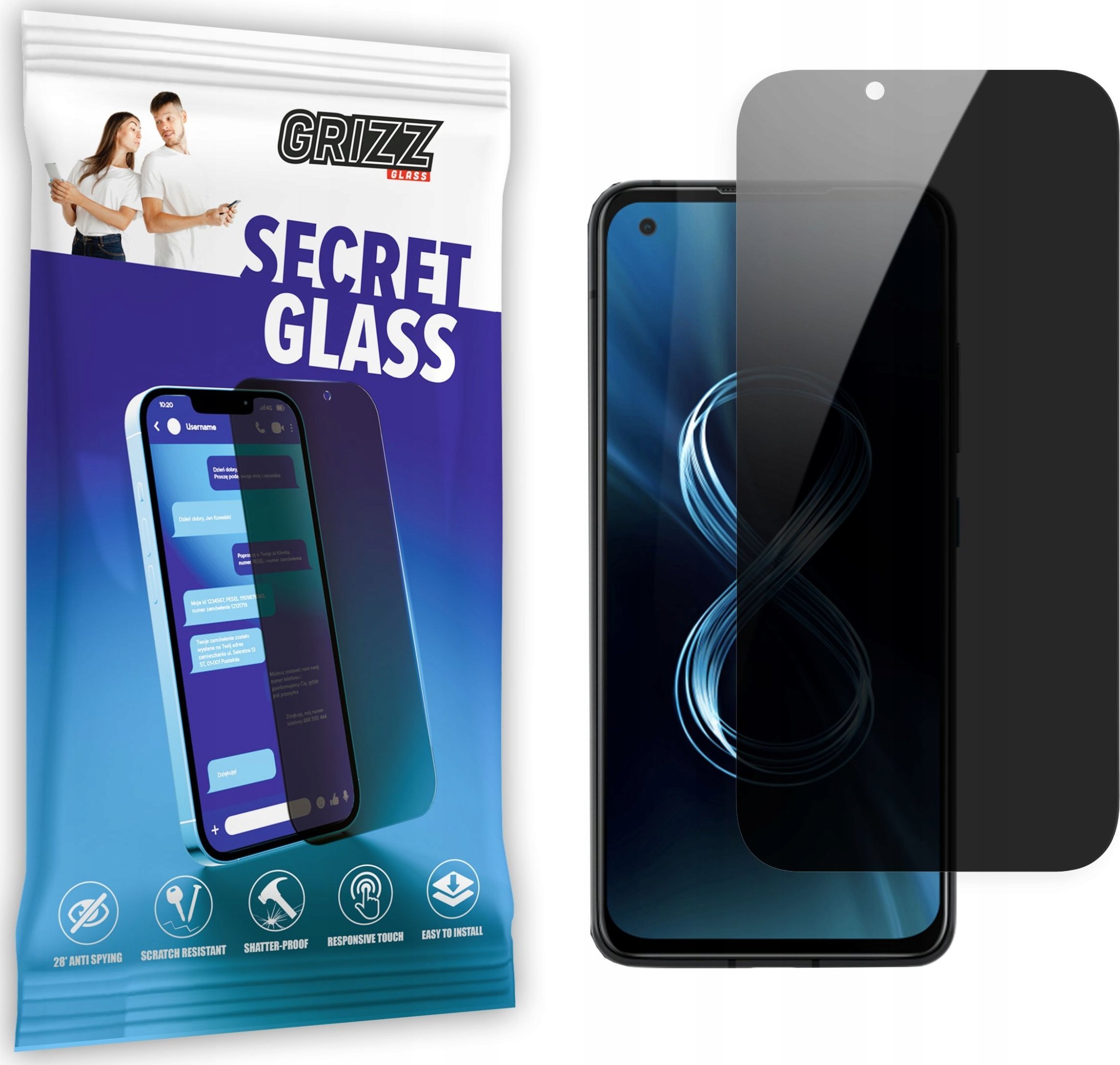 GrizzGlass Szkło prywatyzujące GrizzGlass SecretGlass do Asus Zenfone 8 5G