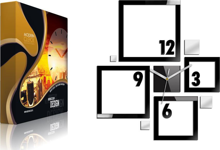 ModernClock DUŻY ZEGAR ŚCIENNY QUADRAT 3D DIY OBRAZ JAKOŚĆ