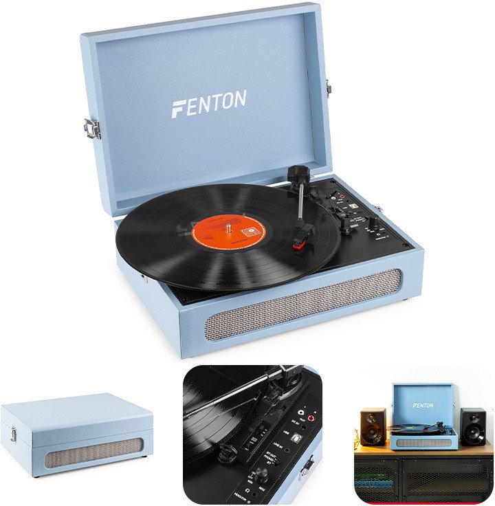 Gramofon Fenton Gramofon w walizce RP118E wejście/wyjście BT niebieski one size