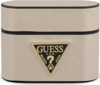 Guess Etui ochronne GUACAPVSATMLLG Saffiano do AirPods Pro beżowe