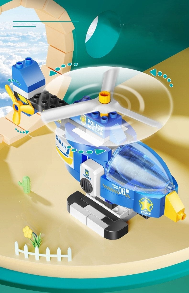 Klocki konstrukcyjne helikopter niebieski 120 elementÃ³w