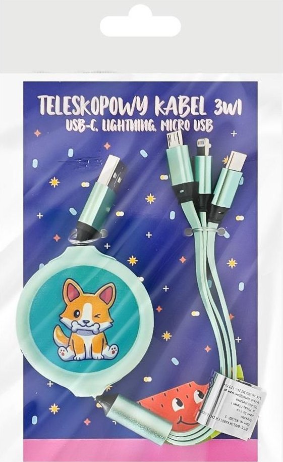 Kabel USB MCD USB-A - USB-C + microUSB + Lightning 1.1 m Zielony (5903420909487)