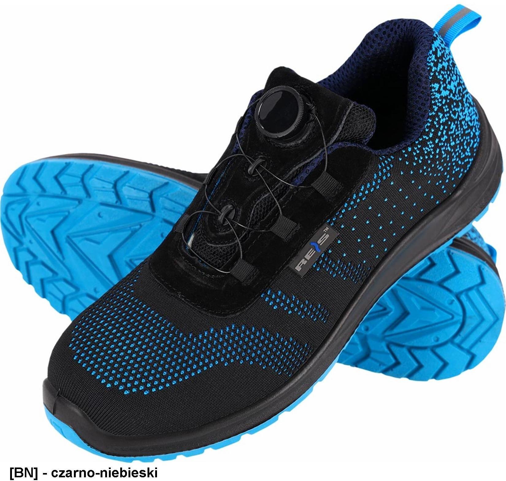 Reis BRDROP-ROL S1 SR FO Bezpieczne półbuty z zapięciem pokrętłem, stalowym noskiem, tkaniną, antypoślizgową, olejoodporną podeszwą, czarno-szary 43