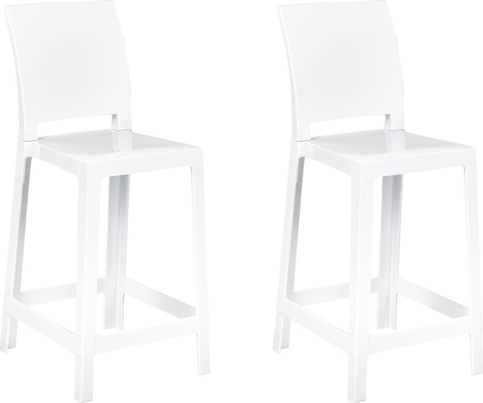 Beliani Zestaw 2 krzeseł barowych biały WELLINGTON