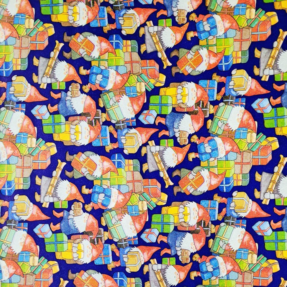 Papier granatowy krasnale do pakowania 57cmx5m 5m23