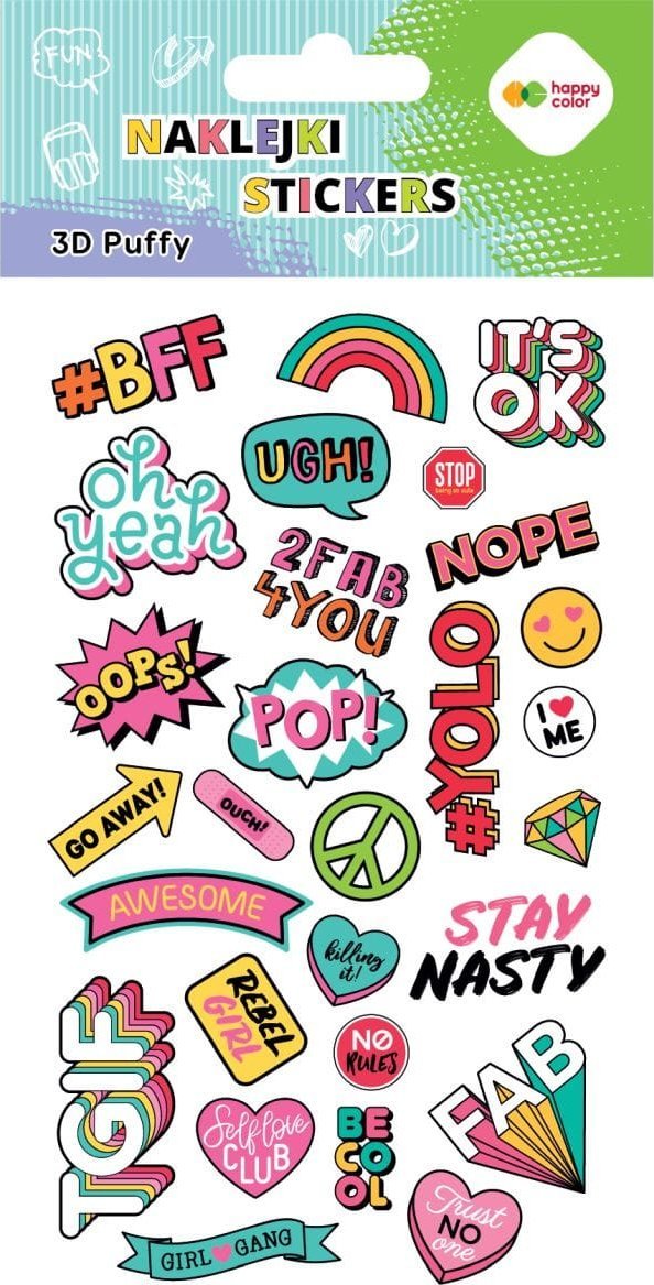 Naklejki 3D PUFFY-Funky Hobby, 10x20cm, Happy Color