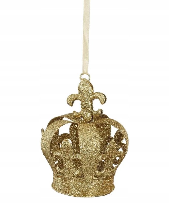 Bombka choinkowa kształtka metalowa złota korona 1szt