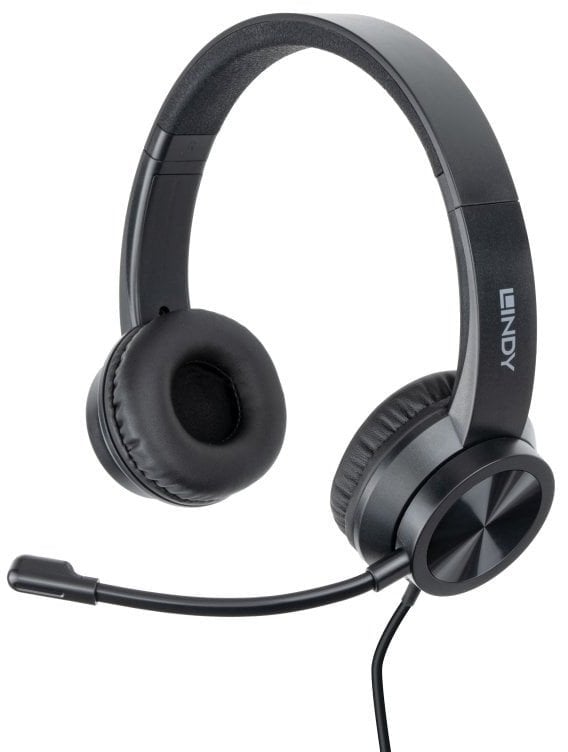 Słuchawki Lindy 20439 słuchawki/zestaw słuchawkowy Przewodowa Opaska na głowę Biuro/centrum telefoniczne USB Type-C Czarny