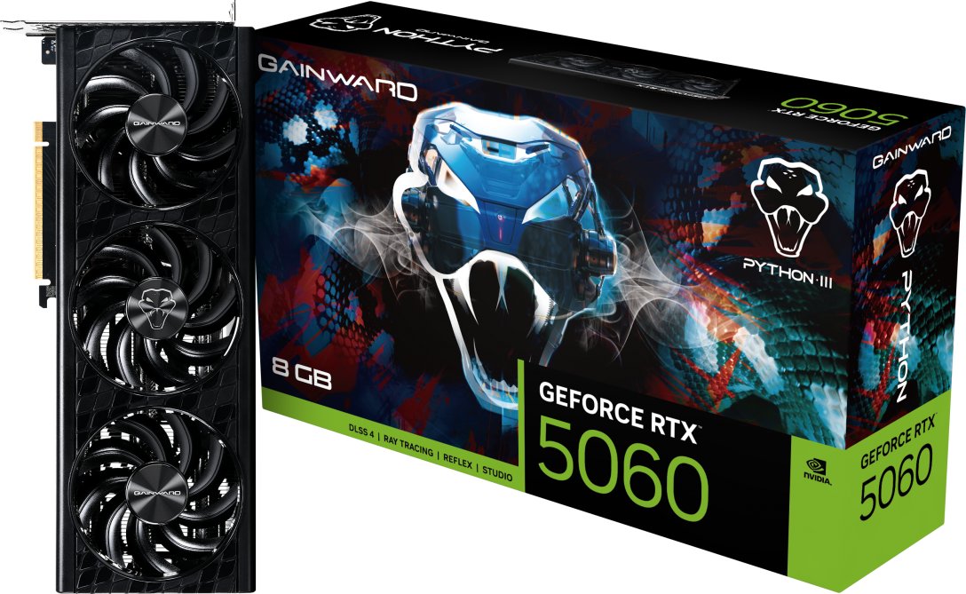 Karta graficzna Gainward GeForce RTX 5060 Python III 8GB GDDR7 DLSS4 (NE75060019P1-GB2063T)