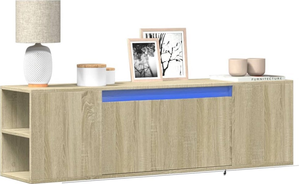 vidaXL vidaXL Ścienna szafka TV z LED, dąb sonoma, 135x31x39,5 cm