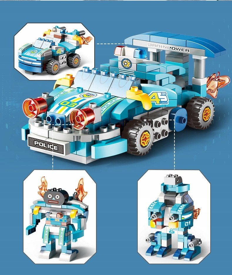 Klocki konstrukcyjne autko sportowe niebieskie 182 elementÃ³w