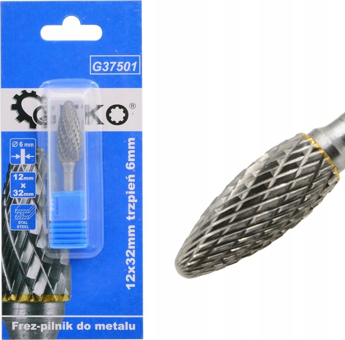 Geko Frez-pilnik do metalu z węglika wolframu 12x32mm trzpień 6mm (200)