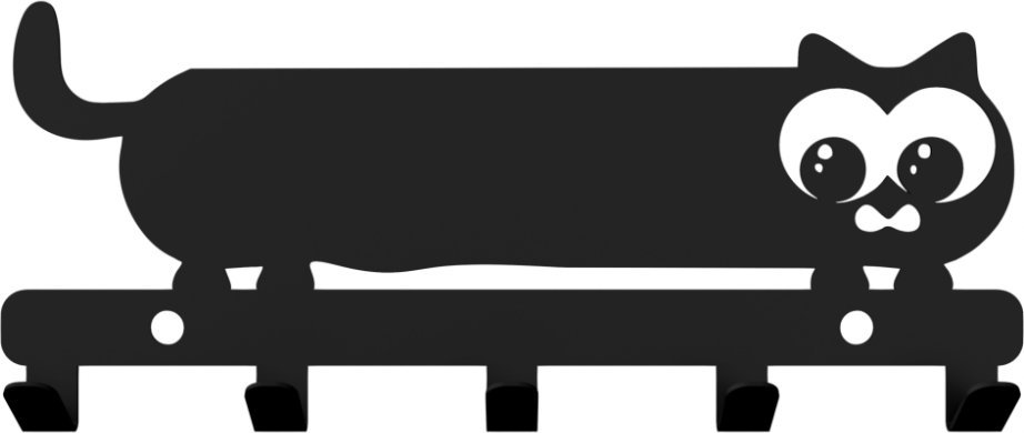 MT3CH Metalowy wieszak ścienny wiszący do łazienki na ręczniki ubrania klucze loft KOT czarny