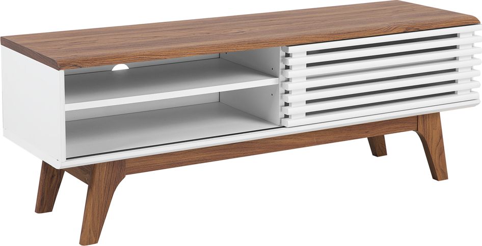 Beliani Szafka RTV ciemne drewno z białym TOLEDO