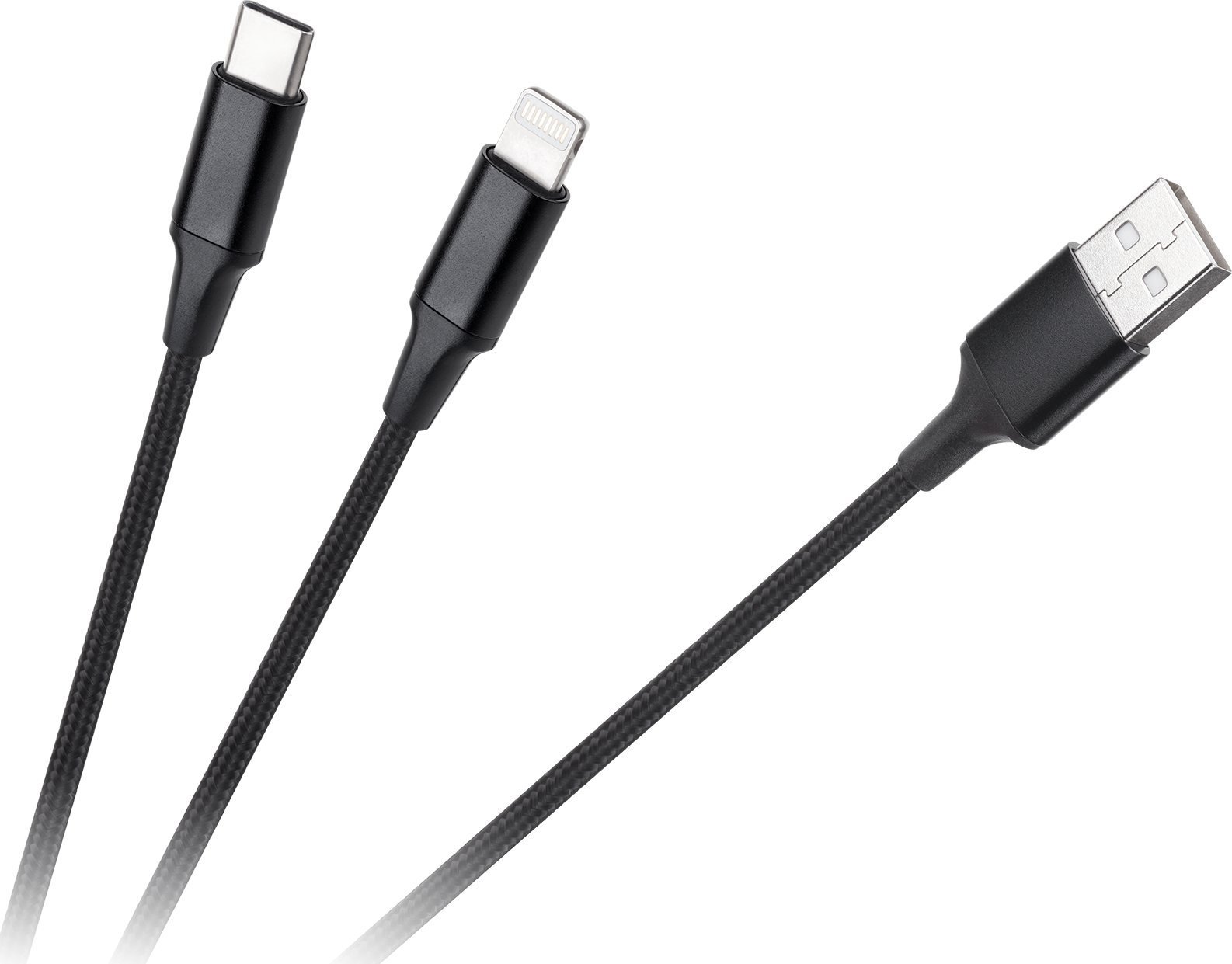 Kabel USB Cabletech USB-A - USB-C + Lightning 1 m Czarny (KPO3944)