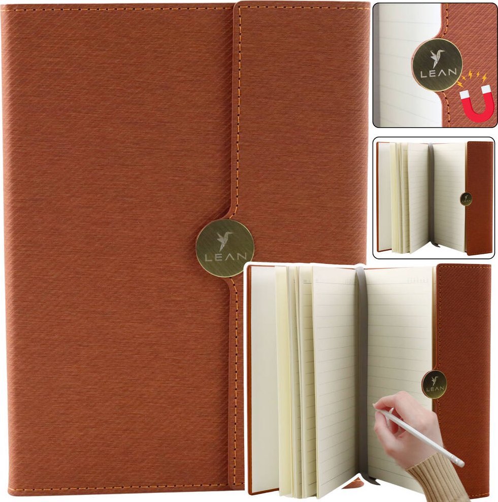 LeanToys Notes Biurowy Na Magnes Notatnik W Linie Z Obiciem Brązowy