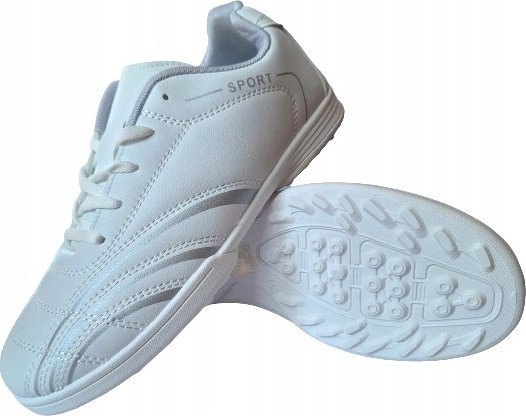 SPORT Buty sportowe piłkarskie halówki turfy na orlik w-f białe 44