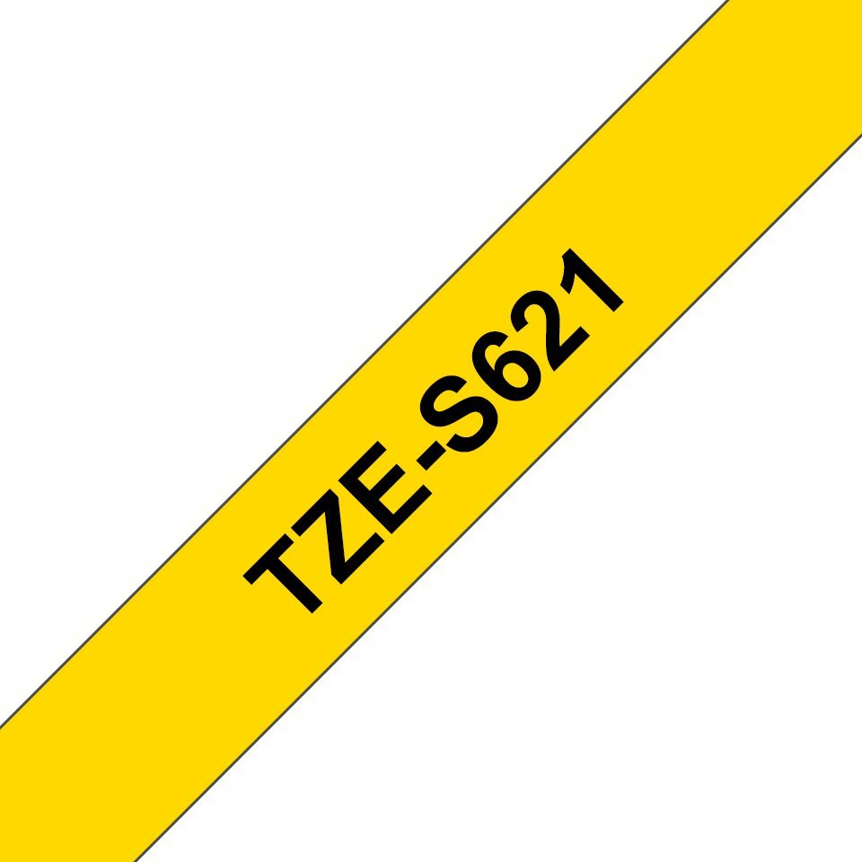Brother TZe-S621 Strong Adhesive Laminated Tape Czarny na Żółtym TZe 8 m 9 cm