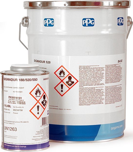 Farba okrętowa nawierzchnia poliuretanowa Sigmadur 550 każdy kolor RAL 4L