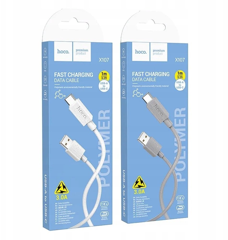 Kabel USB Hoco Kabel USB A do USB C 3A 1 m X107 biały