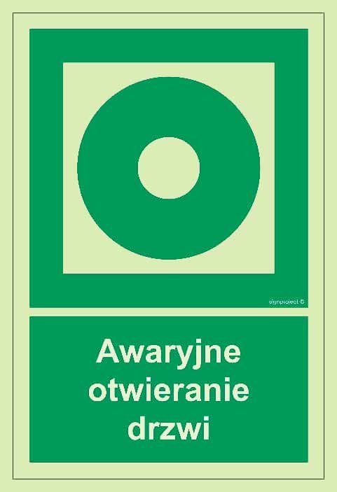 Mój dom Awaryjne Otwieranie Drzwi Płyta Znak Święcący W Nocy 100 X 150 + Przylepce Libres Polska Sp Sgp-Ac084_100X150_Ps 5904937536975