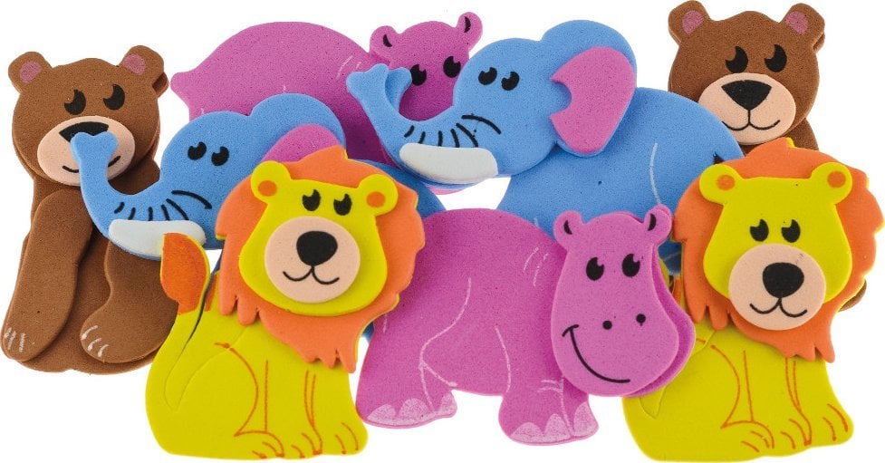 BREWIS Naklejki z pianki z brokatem zwierzaki 8szt