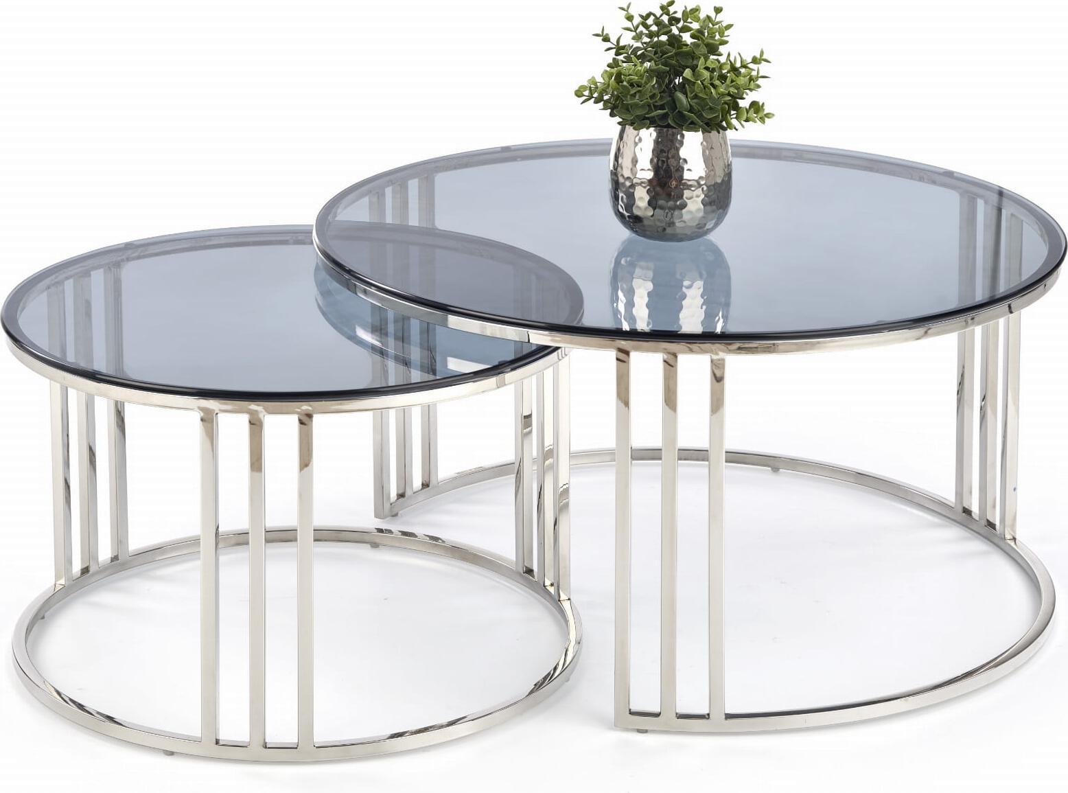 Halmar WNĘTRZARSKIE MERCURY zestaw 2 ław, stelaż - srebrny, szkło - dymiony (1p=1szt)