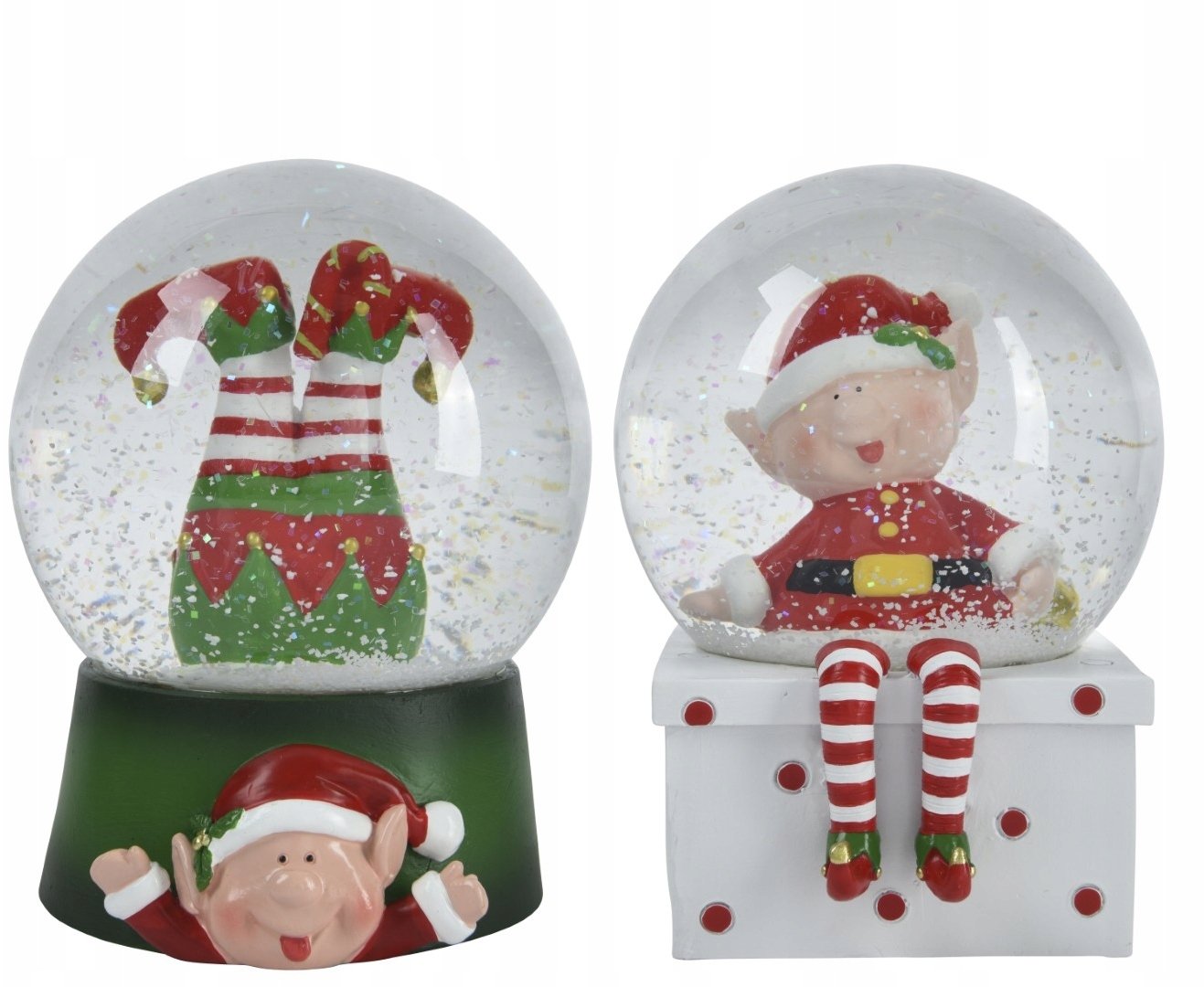 Figurka świąteczna kula śnieżna tworzywo sztuczne elf 10,5x13,5 cm 1szt