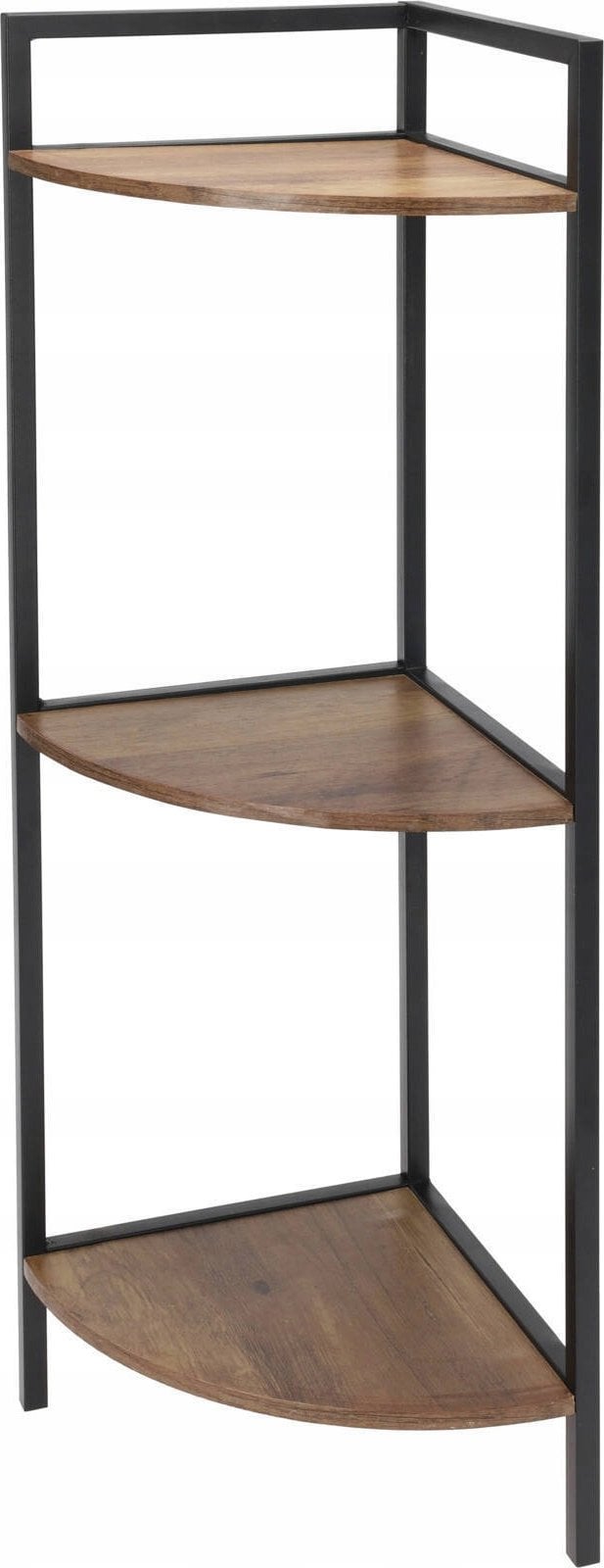 Regał narożny metalowy, 3 półki z MDF, 23,5 x 23,5 x 76 cm
