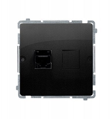 Simon Basic Gniazdo komputerowe RJ45 pojedyncze, kategoria 5e (moduł). Montaż gniazda na wkręty do puszki czarny BMF51.02/49