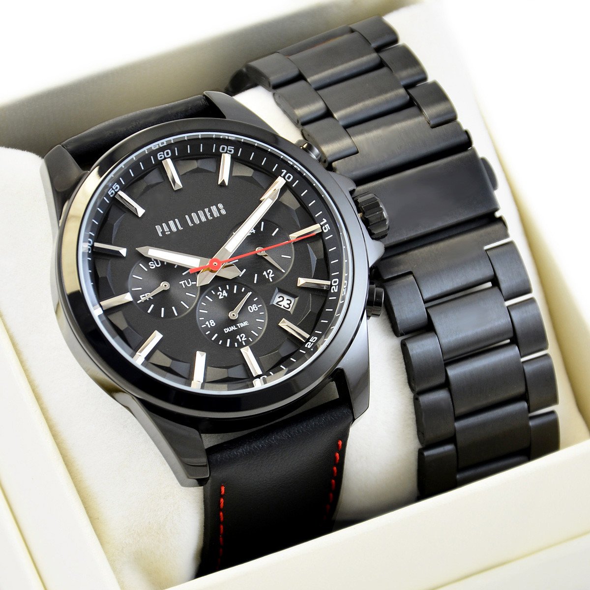 Zegarek Paul Lorens Zegarek męski MAKALU PL20010A-1A3 z dwoma paskami