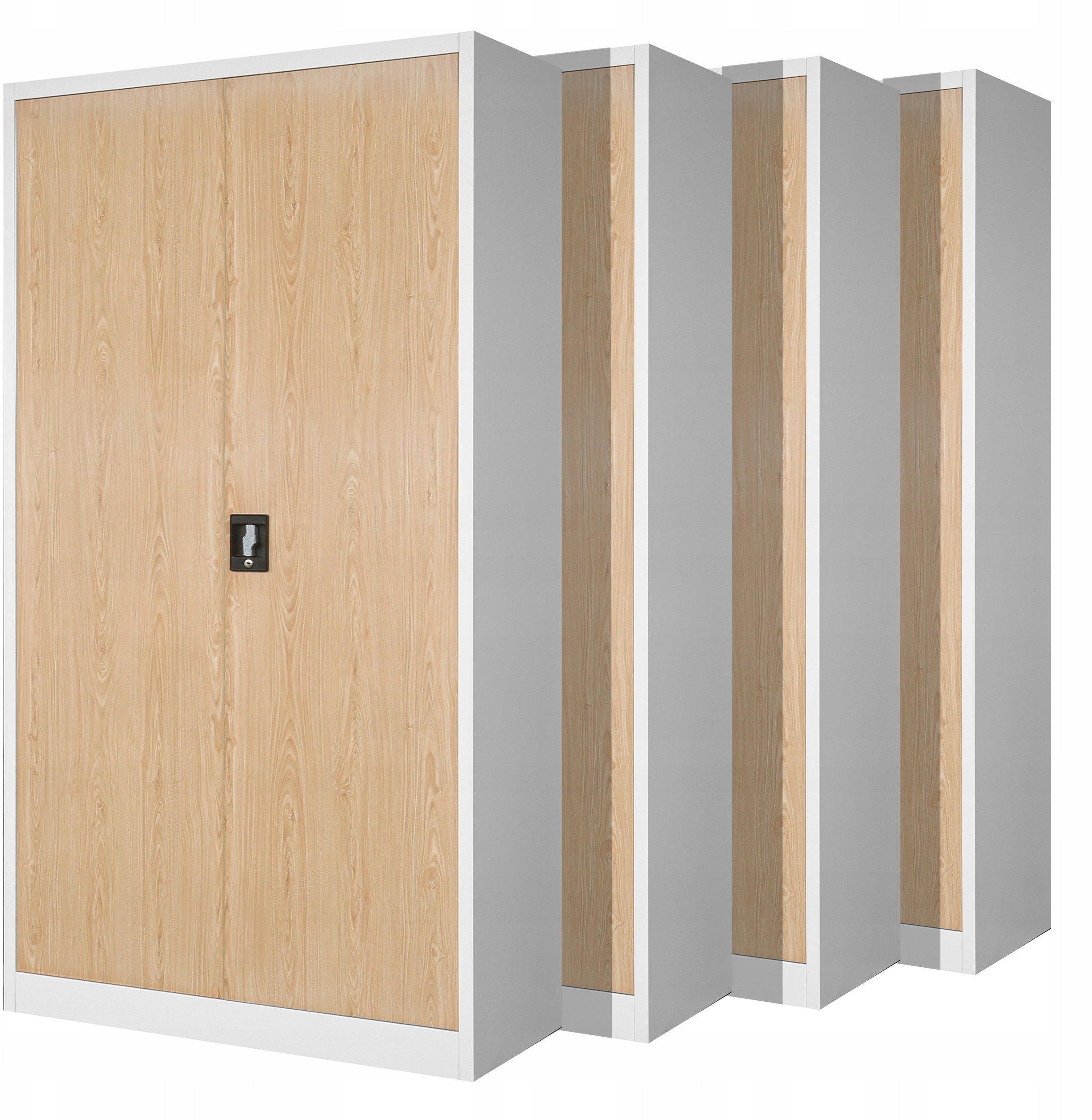 Zestaw 4x biurowa szafa metalowa JAN H, 900 x 1950 x 400 mm, Eco Design: biała/ dąb sonoma