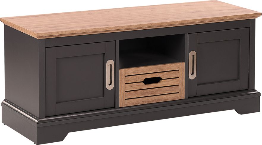 Beliani Szafka RTV jasne drewno z szarym GARET