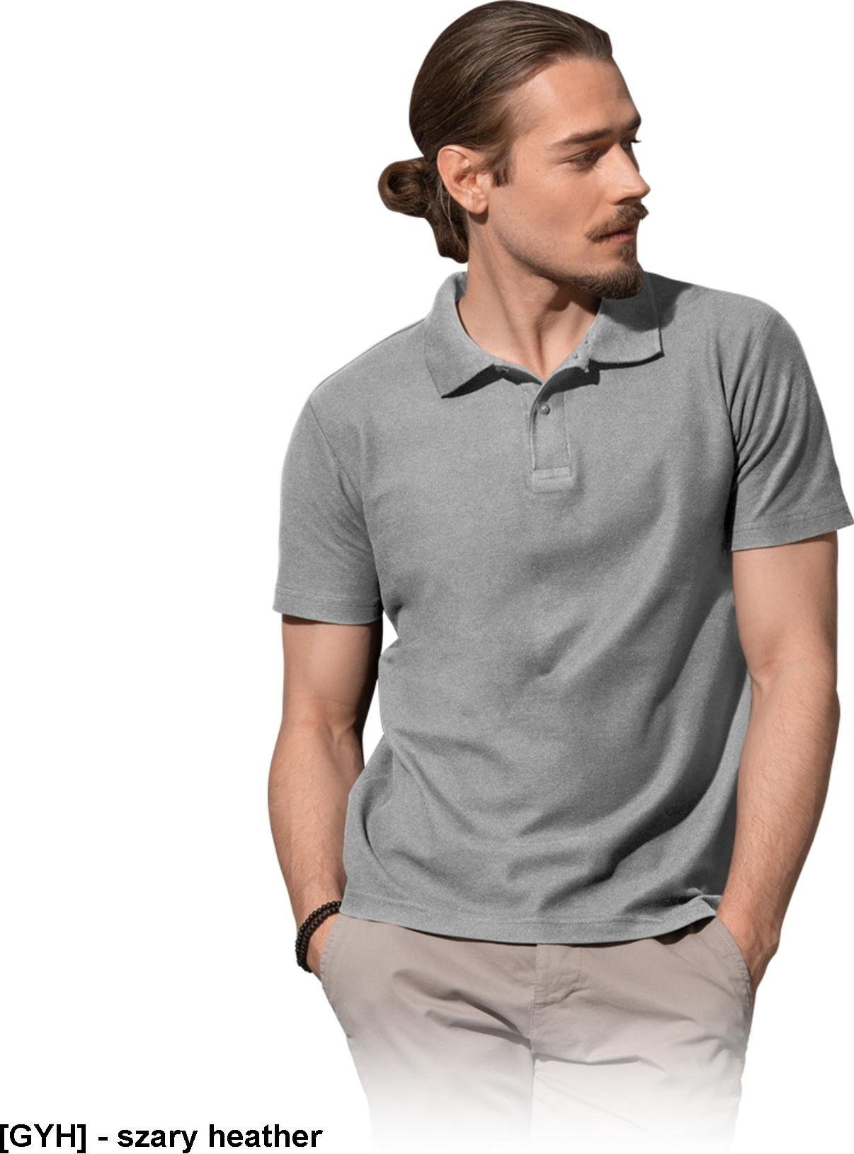 R.E.I.S. ST3000 - POLO MĘSKIE - szary heather M