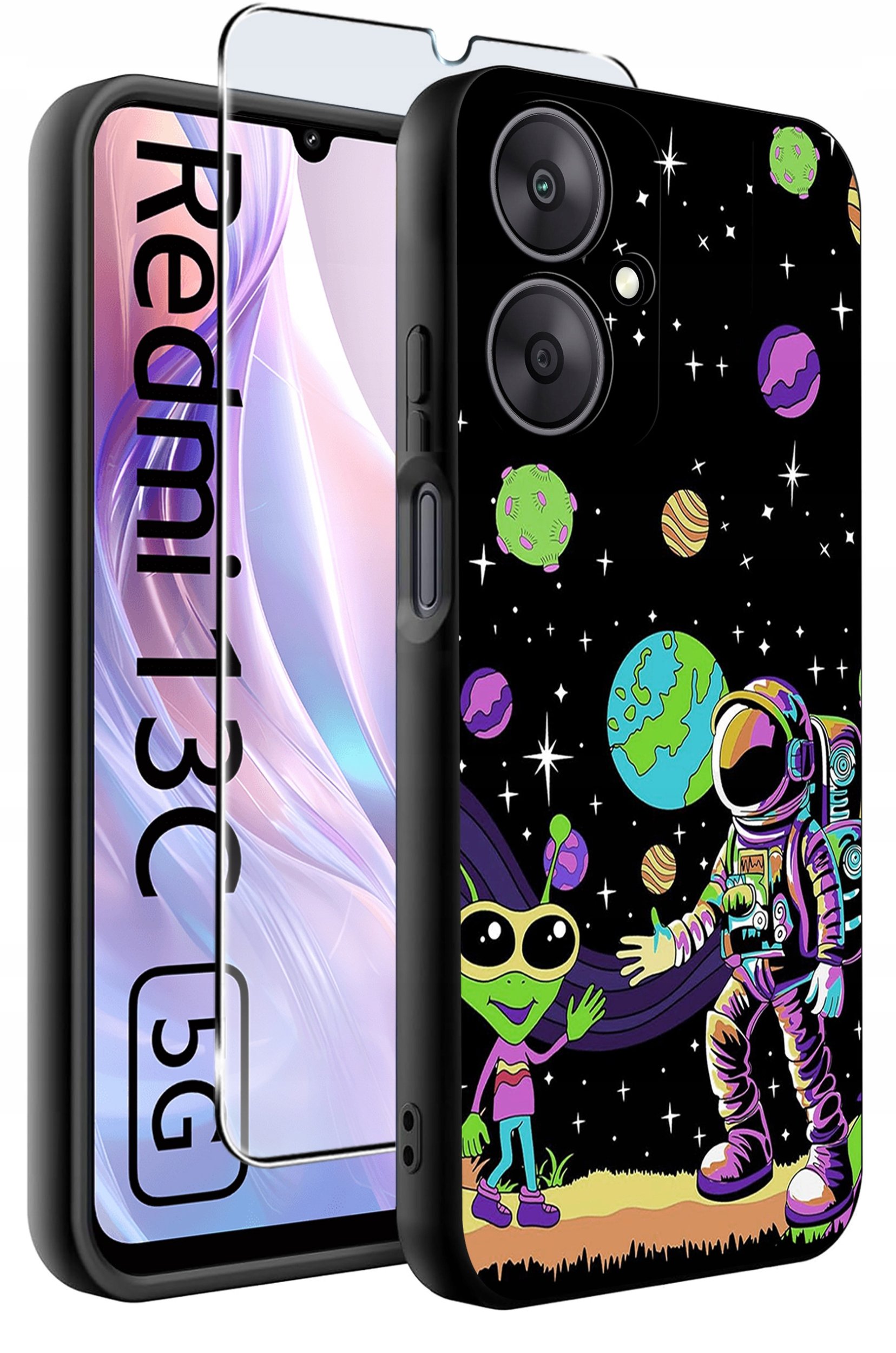 ETUI do Xiaomi Redmi 13C 5G WZORY |SILIKONOWE MATT CASE +SZKŁO HARTOWANE 9H