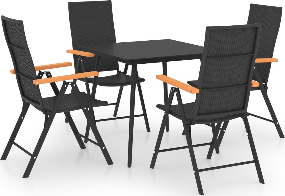 vidaXL 5-częściowy zestaw mebli ogrodowych, czarno-brązowy