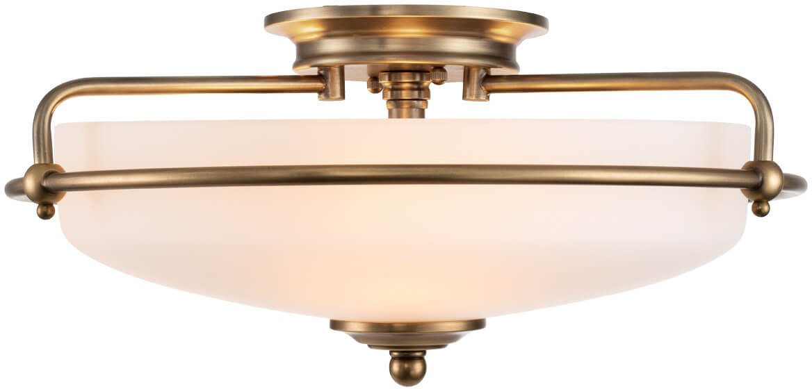 Plafon Griffin QZ-GRIFFIN-F-WS Quoizel szklany do kuchni biały mosiądz