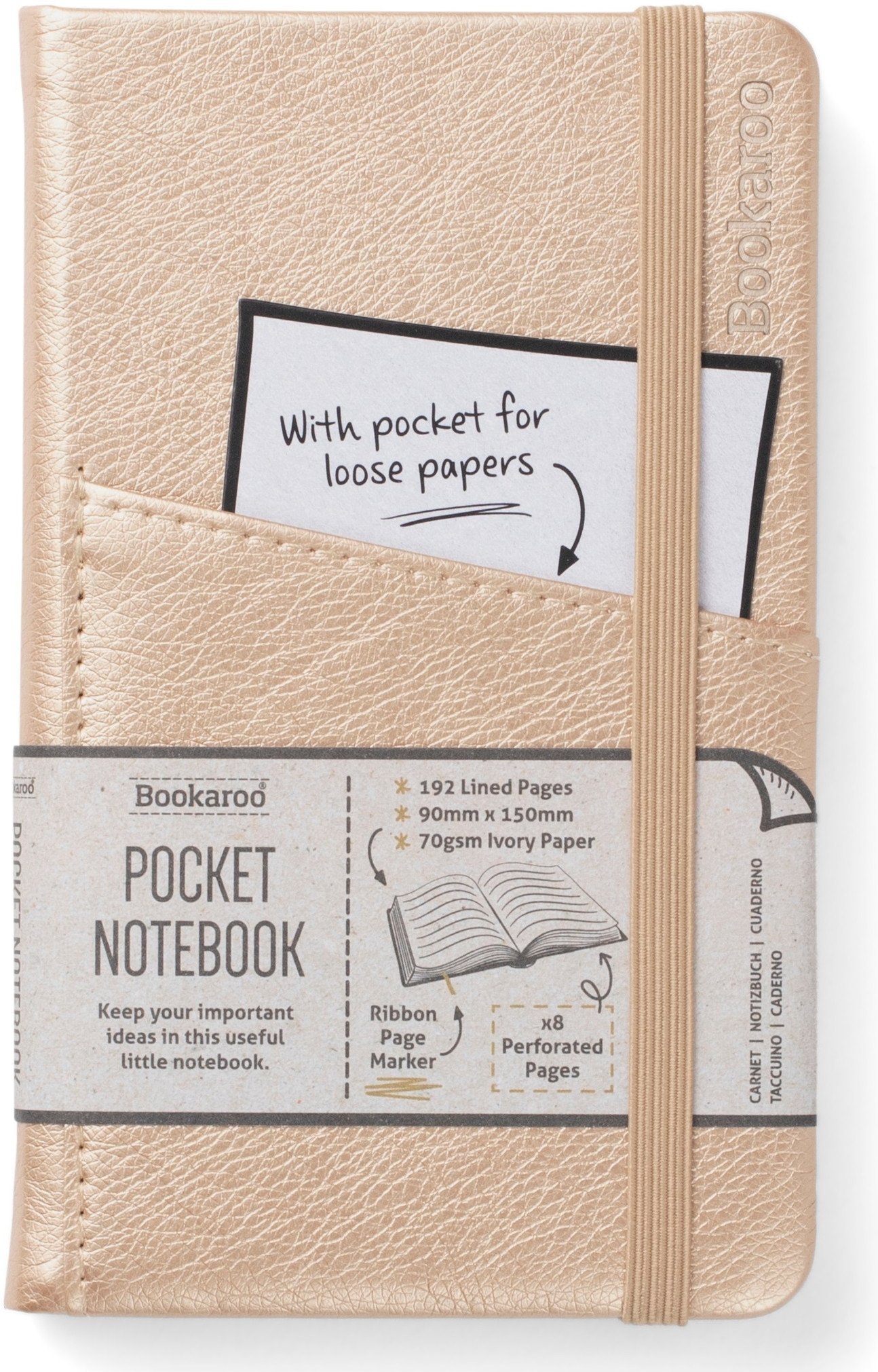 Bookaroo Notatnik Journal Pocket A6 - Złoty