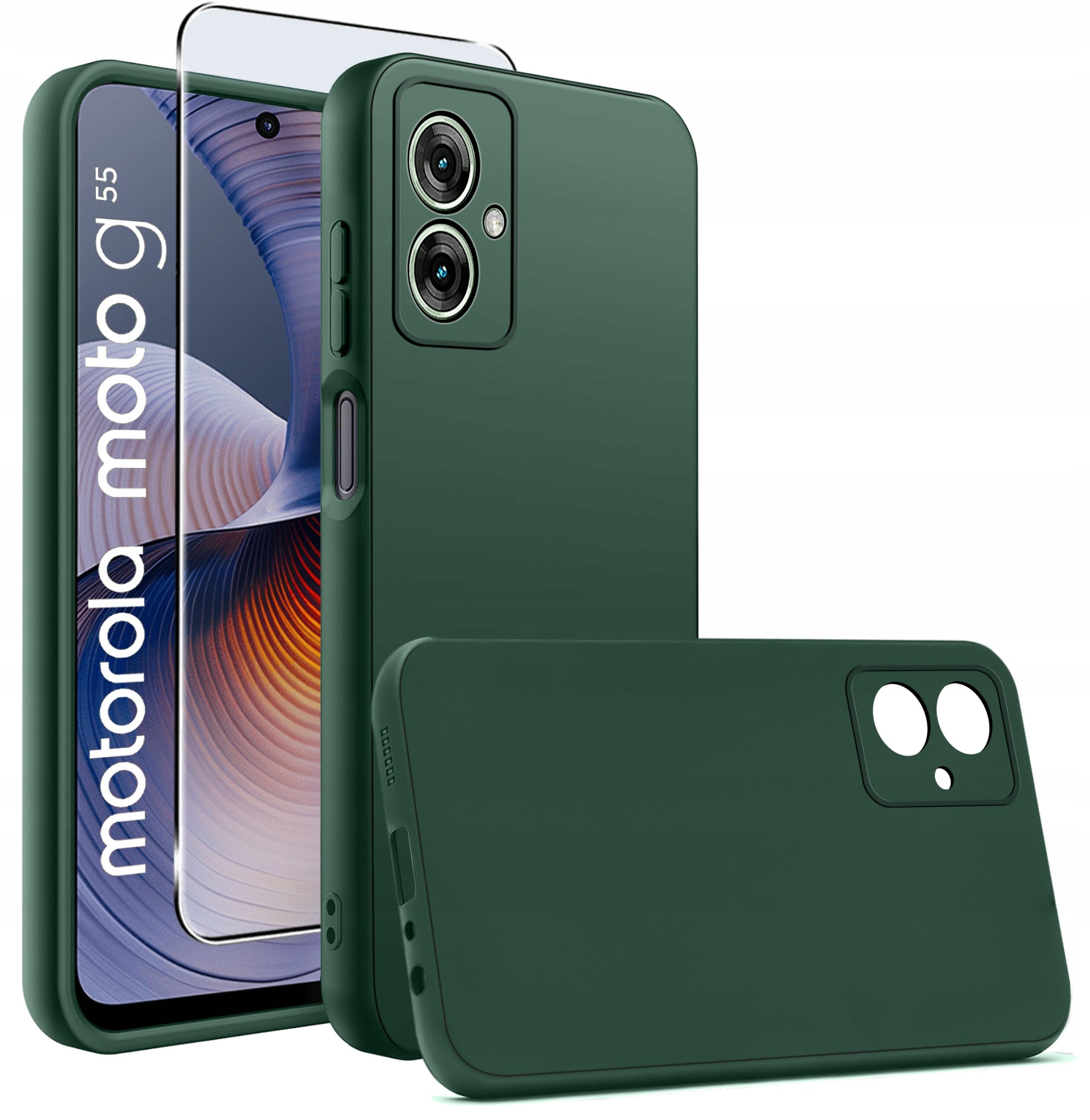 Etui do Motorola Moto G55 5G silikonowe MATOWE + Szkło ochronne 9H