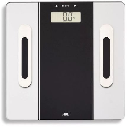 Waga łazienkowa z analizą masy ciała, do 180 kg, 30 x 30 cm, czarna / ADE