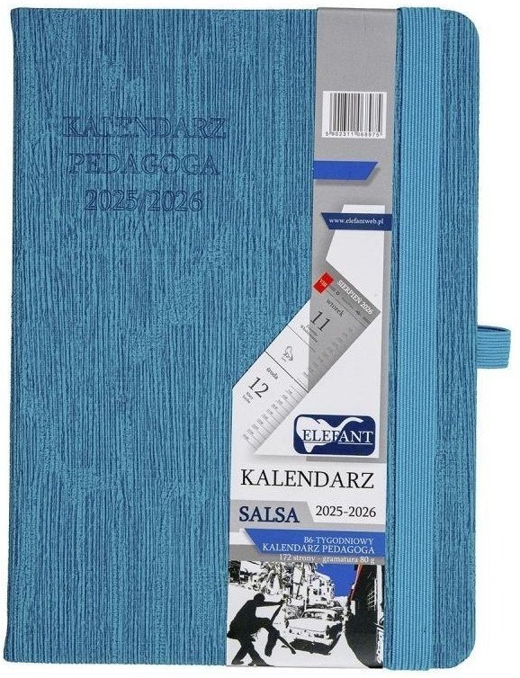 Kalendarz pedagoga 2025/26 B6 tyg. Salsa turkusowy