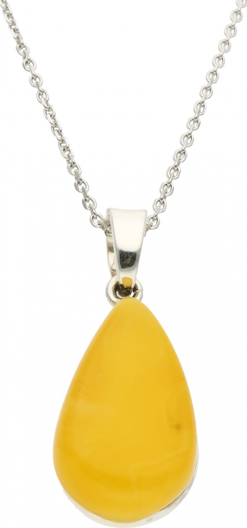 Rosanto Srebrna zawieszka z żółtym bursztynem bałtyckim w kształcie kropli 925
