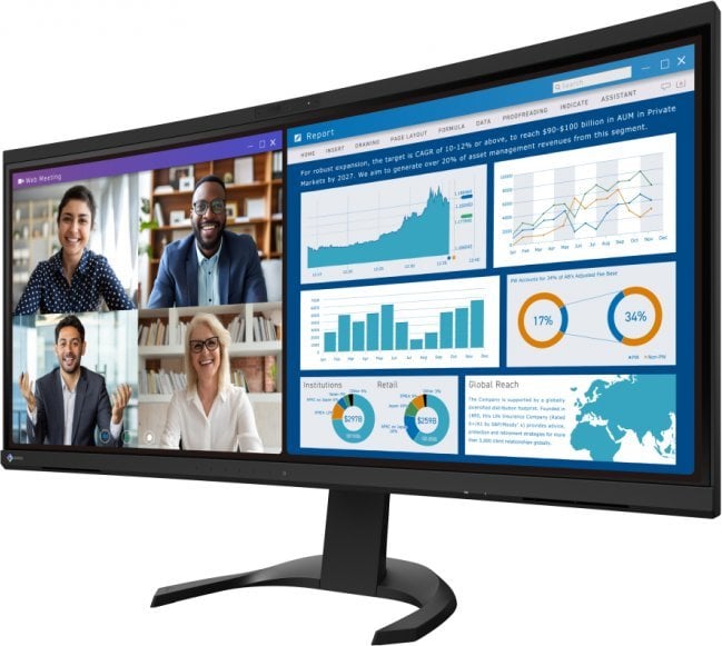 Monitor Eizo EIZO FlexScan EV3450XC-BK - monitor 34,1", 3440 x 1440 UWQHD, zakrzywiony, wbudowana kamera 21:9, (czarny)