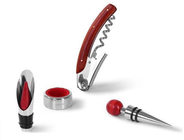 Zestaw akcesoriów do wina Fissman 4el korkociąg zatyczka wylewka osłona