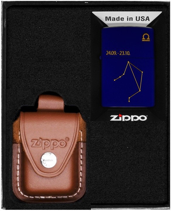 Zestaw ZIPPO Zapalniczka ZODIAC LIBRA DESIGN WAGA Prezentowy No2