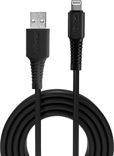 Kabel USB Lindy USB-A - Lightning 1 m Czarny (31320)